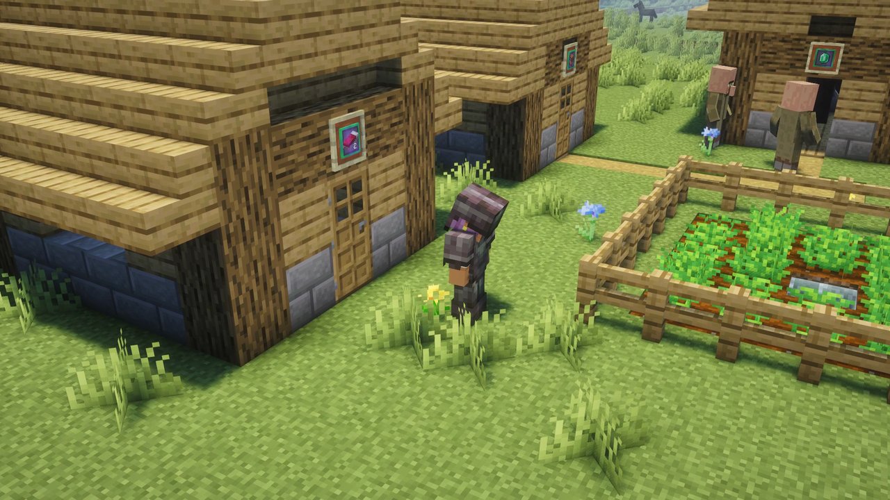 A player beside a house, its token in an item frame by the door